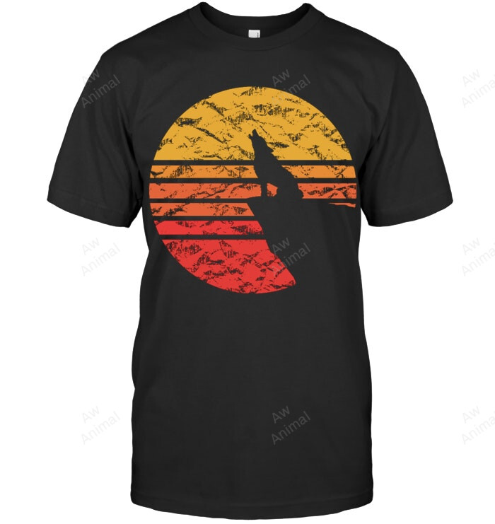Vintage Retro Halloween Wolf Howling Gift 1 Men Tank Top V-Neck T-Shirt
