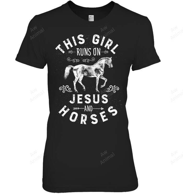 This Girl Runs On Jesus And Horses 2 Women Tank Top V-Neck T-Shirt