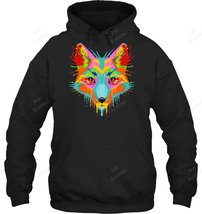Splash Art Fox I Gifts For Fox Lovers Fox Sweatshirt Hoodie Long Sleeve