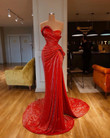 Autumn Women Clothing Sequined Shoulder Slit Mopping Wedding Dress Evening Gown Evening Dresses