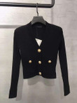 Gold Buckle Ice Silk Slim Fit Stretch Knitted Cardigan V-neck Coat Women