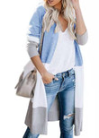 Women's Knitwear Three-color Striped Long Patchwork Sweater Cardigan