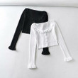 Spring Younger Girl Ruffled Knitted Top Breasted Short Cardigan