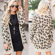 Fashionable V-neck Cardigan Women's Mid-length Leopard Print Coat