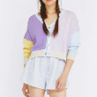 Women's Retro Contrast Color Knitted Top Lightly Mature Gentle Loose Temperament Sweater Cardigan