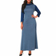 Women's Dress High Collar Large Swing Solid Color Long Sleeve Spring Imitation Cashmere Long Dresses