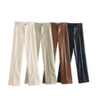 High Waist Slimming Faux Leather Pants Fashion Solid Color Trousers Urban Casual Simple Style Women's Bottoms