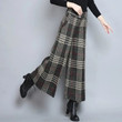 Fashion Plaid Woolen Wide Pants Cropped Women's Winter Clothing Thickened Culottes Swing Bottoms