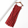 Women's Summer Collar Retro Dots Slim-fit Pleated Suspender Dress Skinny Dresses