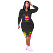 Plus Size Women's Fashion Casual Positioning Print Dress Casual Dresses