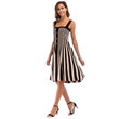 Slimming Dress Large Size Women's Backless Striped Breasted Knitted Swing Suspender Casual Dresses