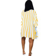 Striped Ruffled Short Sleeves Cardigan Casual Shirt Loose Skirt Dress Casual Dresses