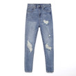 Water Washed Hole Street Style Net Denim Pencil Pants Slim Fit Women's Trousers Jeans