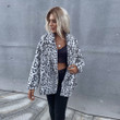 Xin Women's Suit Collar Leopard Print Zipper Casual Plush Coat
