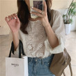 Women's Korean Round Neck Hollow-out Shirt Large Size Loose-fitting Lightweight Thin Breathable Blouse Top