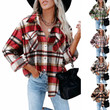 Plaid Shirt Women's Woolen Breasted Casual With Pockets Clothing Blouses