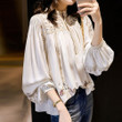 Shirt Women's Spring French Style Stand Collar Vintage Print Blouses