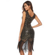 Summer Women's Tassel Sequins Solid Color Sexy Dress Party