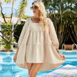 Summer Autumn Style Women's Loose Short Skirt Square Collar Plus Size Fashion Ruffles Dress For Women