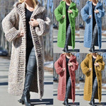 Women's Thick Thread Knitted Long Hooded Cardigan Coat