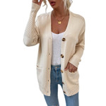 Sweater Women's Solid Color Buttons Knitted Cardigan Coat