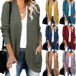 Quality Women's Fashion Long Sleeve Placket Pocket Sweaters Cardigan