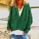 Women's Fashion Pure Cable-knit Sweater Loose Cardigan Coat
