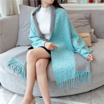 Korean Style Mid-length Two-sided Sweater Women's Cardigan Loose Cape Batwing Shirt Inverness