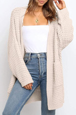 Large Size Women's Sweater Mid-length Solid Color Loose Knitted Cardigan Coat For Women