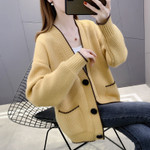 Knitted Sweater Cardigan Women's Design Fashion Loose Elastic Simple Style