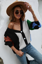 Stitching Personality Fashion Plus Size Knitwear Sweaters Women's Clothing Cardigan