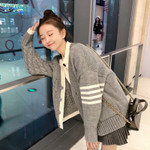Women's Korean Sweater Coat Loose Western Style Versatile Geometric Knitted Cardigan Women