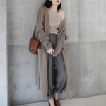 Guest Hot Push Mid-length V-neck Knitted Cardigan Women's Lazy Sweater Coat Large Size