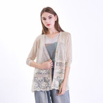 Summer Fashion Air Conditioning Shirt Knitted Cardigan Women's Thin V-neck Stitching Jacket