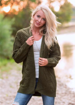 Women's Long-sleeved Mid-length Large Twisted String Cardigan