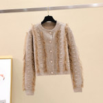 Dongda Knitted Cardigan Sweet All-matching Wooden Ear Mesh Sweater Coat