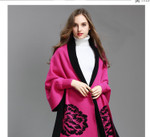 Women's Turtleneck Sweater Thickened Peony Knitted Cardigan Tassel Cape And Shawl Coat