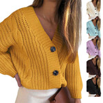 Sweater Women's Loose Large Size Twist Button Thick Thread Cardigan