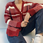 Woolen Cardigan Women's Clothes Autumn Knitted Striped Coat Loose Casual Sweater Women