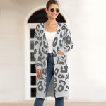 Women's Long Leopard Print Sweaters Cardigan