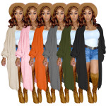 Women's Solid Color Casual Sweater Cardigan Long Coat
