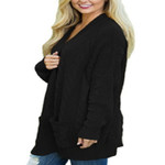 Sweater Women's Mid-length Double Pocket Twist Solid Color Knitted Cardigan