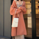 Thicken And Lengthen All-match Loose Sweater Lapel Wool Cardigan Long Coat Women's