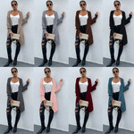 Women's Solid Color Long Loose Knitted Sweater Cardigan