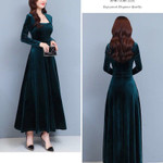 Section Retro French Fake Two-piece Long Skirt Slim Fit Slimming Pleuche Sleeve Long Dresses