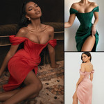 Summer Sheath Dress Knitted Solid Color Sexy Tube Top Women's Clothing Long Dresses