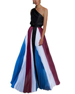Women's Color Contrast Patchwork Off-the-shoulder Printed Dress Slim Fit Long Long Dresses