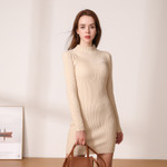 Women's Long-sleeved Knitted Dress Mid-length Sweater Long Long Dresses