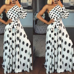 Women's Dress One-shoulder Sleeve Polka Dot Slim Fit Long Long Dresses