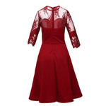 Lace Dress Hepburn Style Women's Round Neck Long Sleeve Patchwork Long Dresses